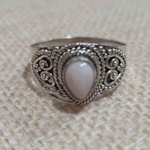 Elegant Silver Ring with Pink Opal Stone